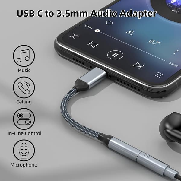 Lightning til 3,5 mm AUX - iPhone / Apple - Hodetelefonadapter Hvit