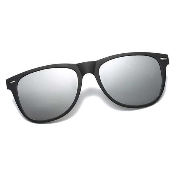 Polariserede Wayfarer Clip On Solbriller Flip Up Sølv Spejlglas silver
