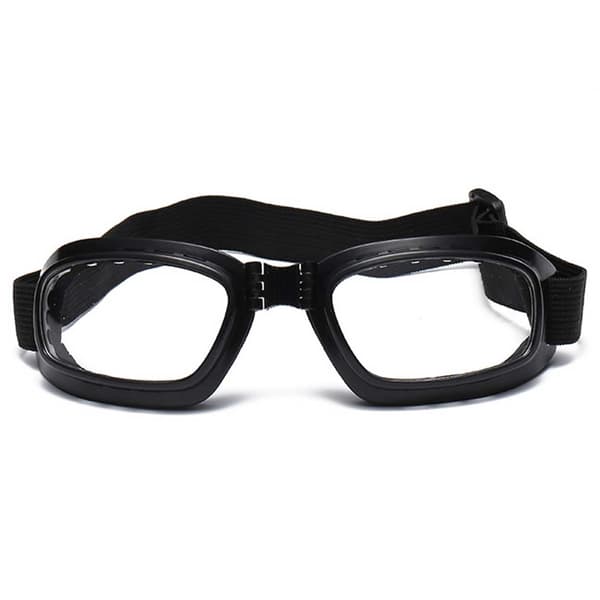 Motorcykelbriller Retro MC Sort Klart Glas sort black
