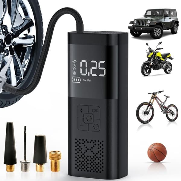 Portabel Däckpump Luftkompressor - 150 PSI & 6000mAh, 3 Gånger Snabbare Uppblåsning Elektrisk Luftpump