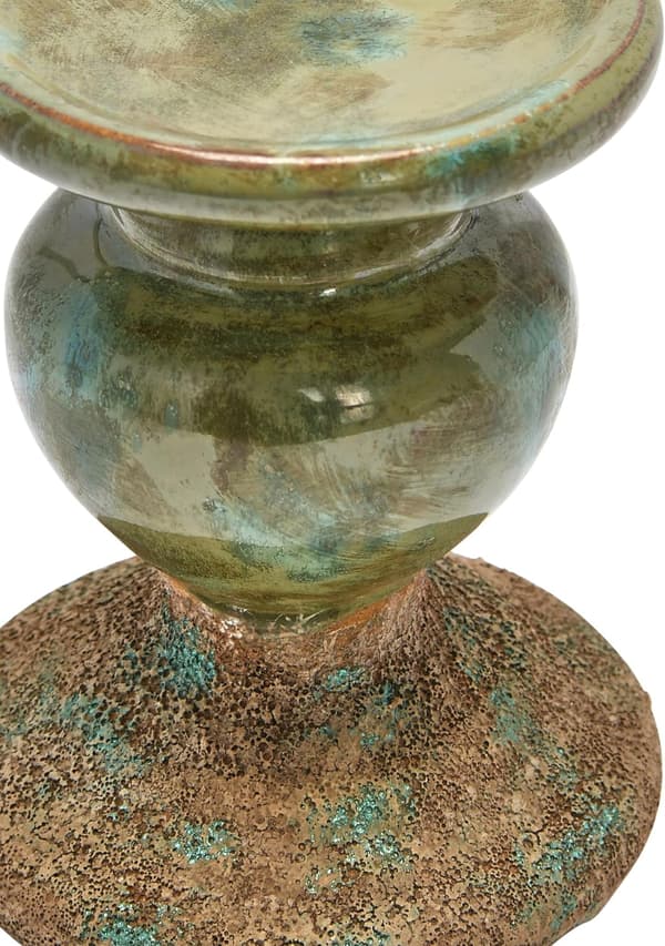 2-Tone Skulpturell Terracotta Lysestake, Slitt Grønn