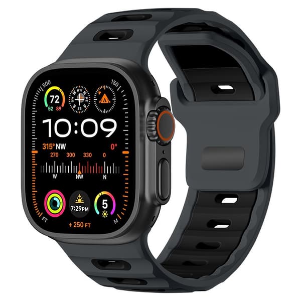 Stilfuld silikonerem til Apple Watch 42/44/45/46/49mm Sort Black