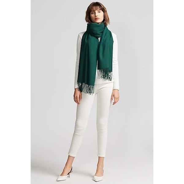 Sjal för kvinnor Pashmina Sjal Wrap Bröllop Festfilt Flickor Stor Mjuk Sjal green