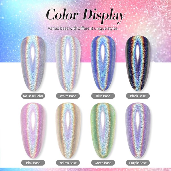Holografiskt Nagelpulver Fint Regnbågsiriserande Holografisk Effekt Multi Chrome Manikyr Pigment Glitter Damm för Salong Hem Nagel