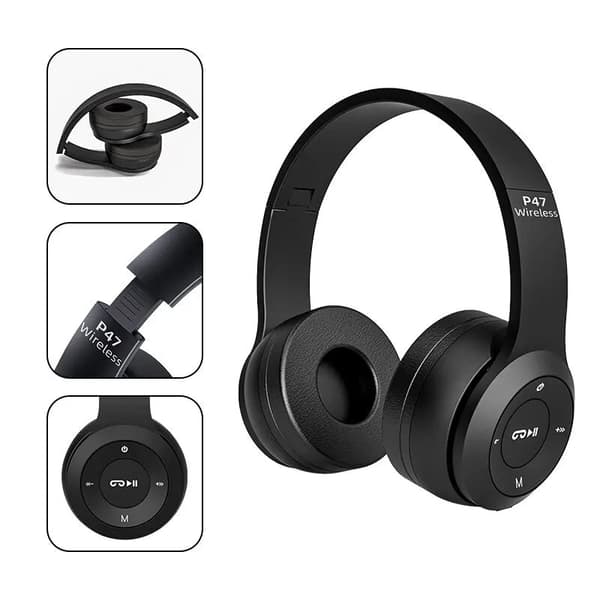 Trådløse Bluetooth-hovedtelefoner On-ear med mikrofon Sort