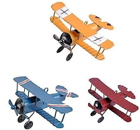 3 st Vintage Metallflygplansmodell - Retro Flygplan Segelflygplan Biplan