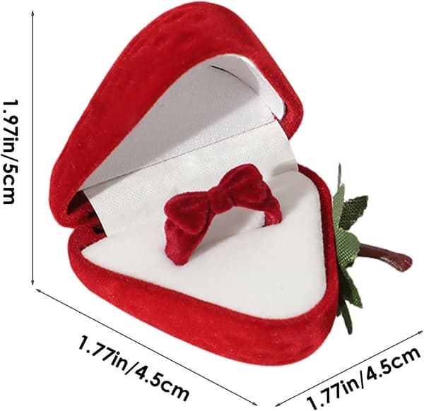 1 st jordgubbsring förvaringsfodral sammet jordgubbsmyckeshållare örhängesfodral