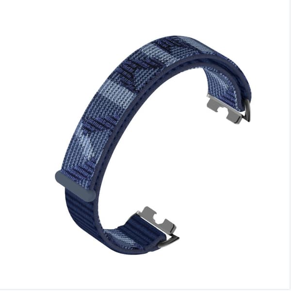Stilig nylonrem til Huawei Band 10/9/8 med metalladaptere Blå Blue