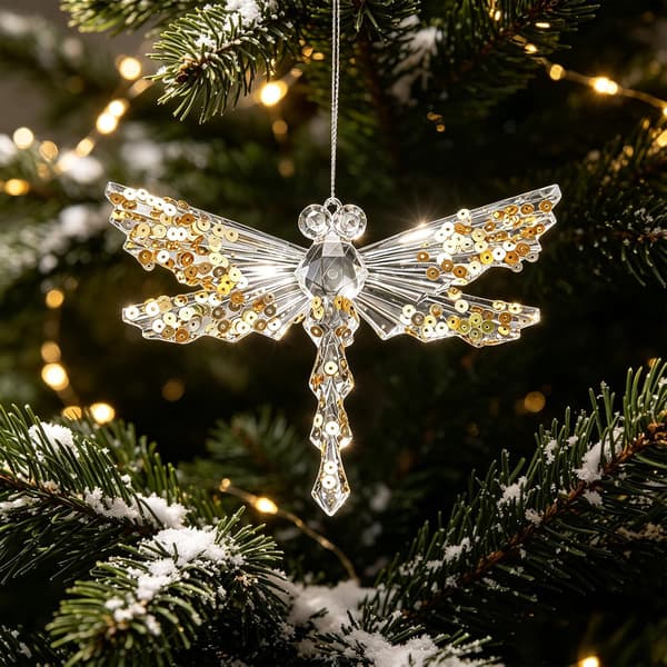 Julgransprydnad - Akrylpaljett Julgranshängare 10 cm (Trollslända)