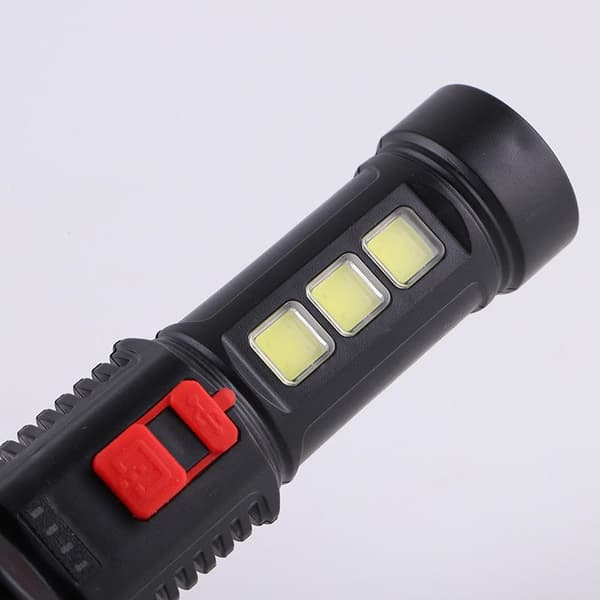 Taktisk lommelykt oppladbar – 9 LED + COB – USB – IP64 – Flere lysmoduser