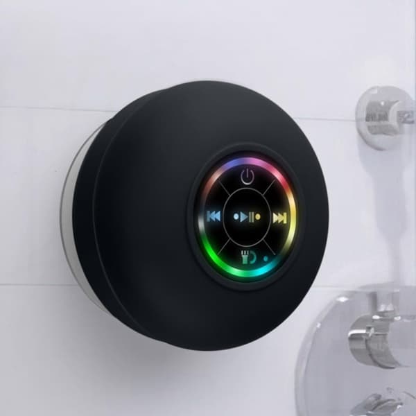 Vedenpitävä suihkukaiutin RGB LEDillä - Bluetooth-kaiutin imukupilla Musta musta black