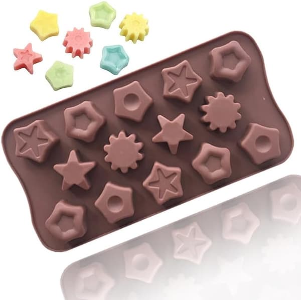 Silikoneform Stjerner & Sol Motiv – Til Chokolade, Slik & Gelé