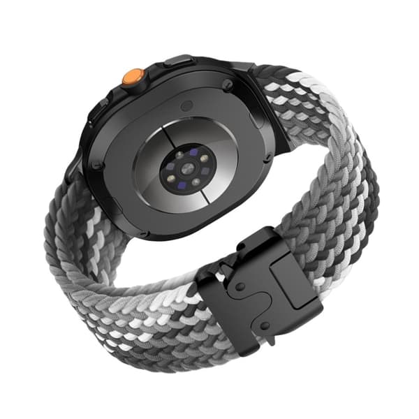 40/44 mm flätad elastisk fallskärmsspänne nylonrem kompatibel med Samsung Galaxy Watch 8 Classic Svart+Grå Black+Grey