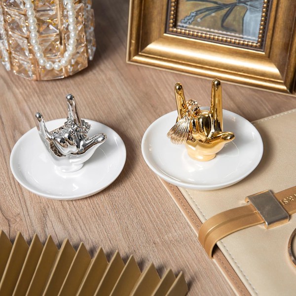 JAG ÄLSKAR DIG Handringhållare Ringfat Keramisk Smyckeshållare Fat Prydnadsfat för Ringar Örhängen Halsband Organizer