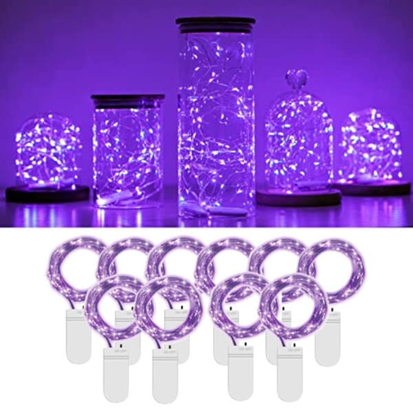 10-pack 1m Mini LED Ljusslinga Batteridriven Lila Lila purple