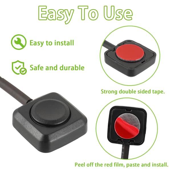 Pakke med 2 momentane trykknappbrytere, 12V/24V mini overflatemontert trykknappbryter