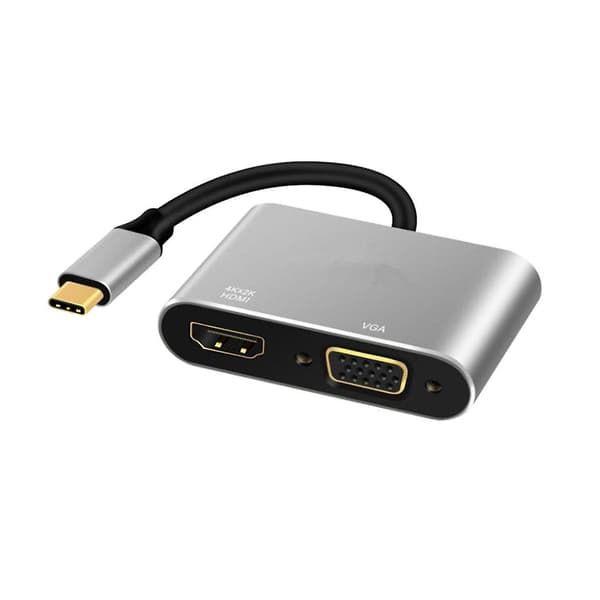 2-i-1 USB Typ C Hub 4K HDMI & VGA Port Display Adapter Splitter