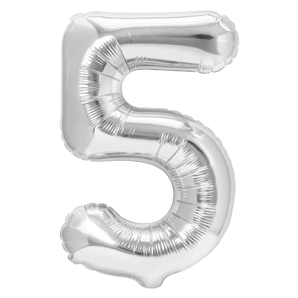Folioilmapallo numero 5 hopea 70 cm silver