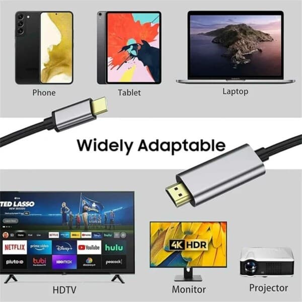 USB-C–HDMI-kaapelisovitin 4K 30Hz 2m harmaa gray