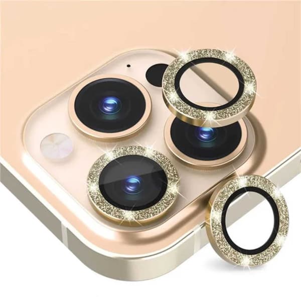 iPhone 13 Pro/13 Pro Max Kameraskydd Bling Glitter Guld guld gold