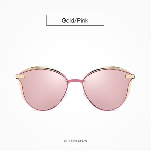 Stilige speilvendte solbriller med gullramme Rosa Pink