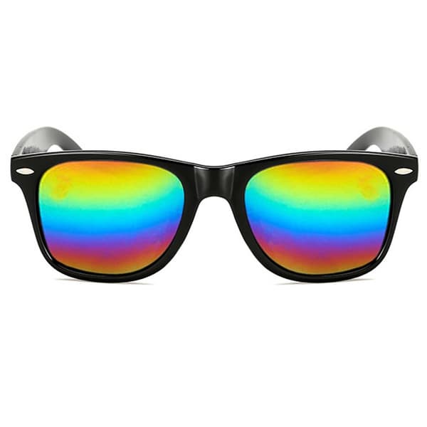 Sorte Wayfarer Solbriller Regnbuefarvede Spejlglas Sort black
