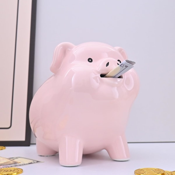 Spargris för vuxna som måste krossas för att öppnas, Keramik, Spargris för flickor och pojkar, Pengalåda för kontantgåva, Myntbank, Spargris för barn, Kontantsparande