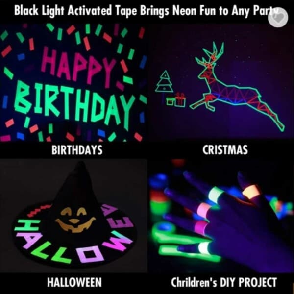 Valaiseva UV-teippi Neon 5m Sininen sininen blue