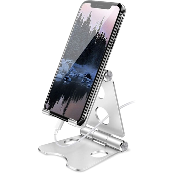 Justerbart Telefonställ, Fällbart Skrivbordsställ i Helaluminium för 4-11'' Mobiltelefoner och Surfplattor