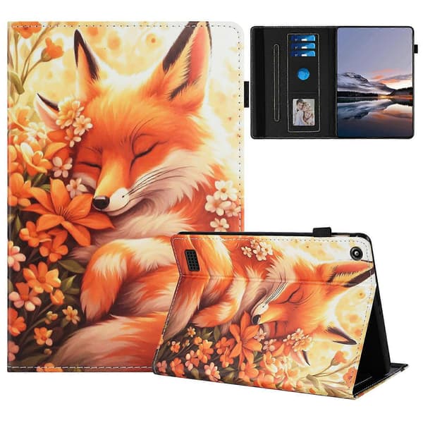 Tablet Etui til Amazon Fire 7 (2019)/(2017)/2015 Mønster Læder Cover Auto Sleep/Wake, Kortholder