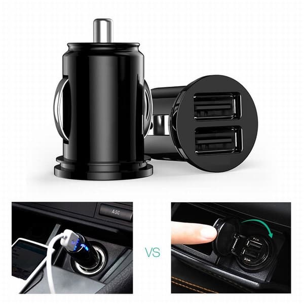 Universal billaddare med 2 USB 3.1A svart black