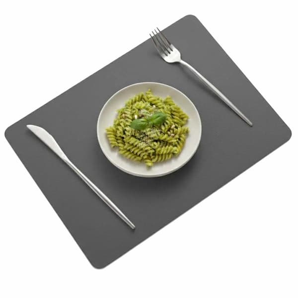4-pack bordstabletter i konstläder rektangulära mörkgrå 43x30cm grå gray