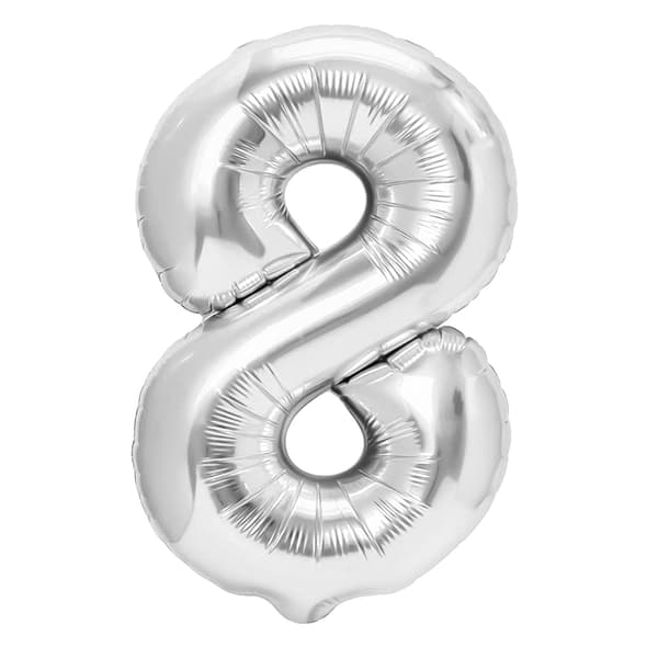 Folieballon Nummer 8 Sølv 70 cm silver