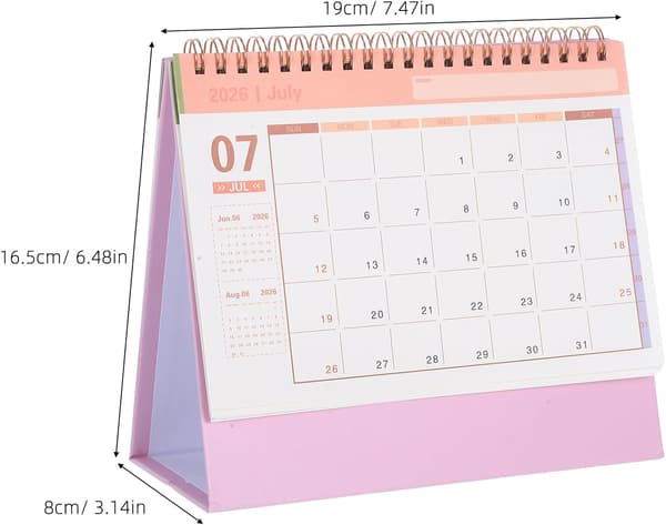 Vertikal fold-ud skrivebordskalender 2026, der dækker oktober 2025 til december 2026.