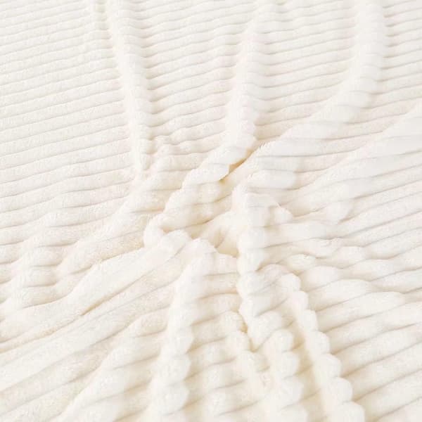 Blødt tæppe, 200 x 230 cm, hvidt fleecetæppe til sofa, blødt og varmt, børnetæppe, mikrofiber, fluffy sofatæppe, sofatæppe