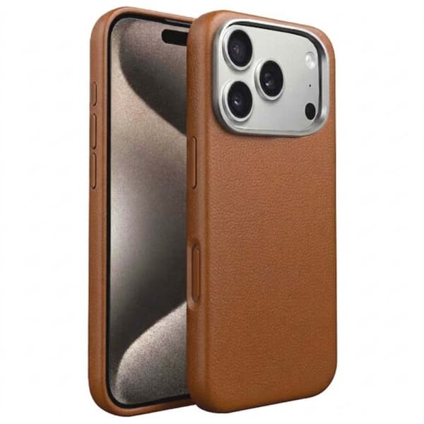 Tyndt TPU-cover med læderfinish til iPhone 17 Pro Max - Brun brown
