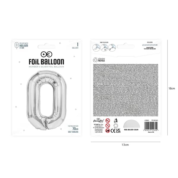Foliebong Tall 0 Sølv 70 cm silver