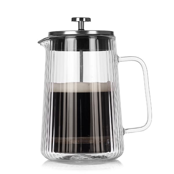1000ML Vertikal Stribet Dobbeltlags Stempelkande Kaffemaskine
