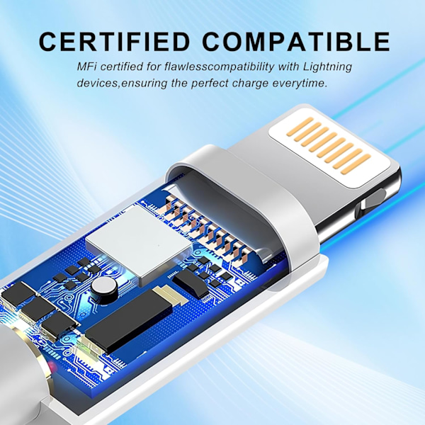 5-pack (2 m) iPhone Laddningskabel Lång Lightning-kabel Snabbladdningssladd Höghastighetsdata Synkroniserings USB-kabel