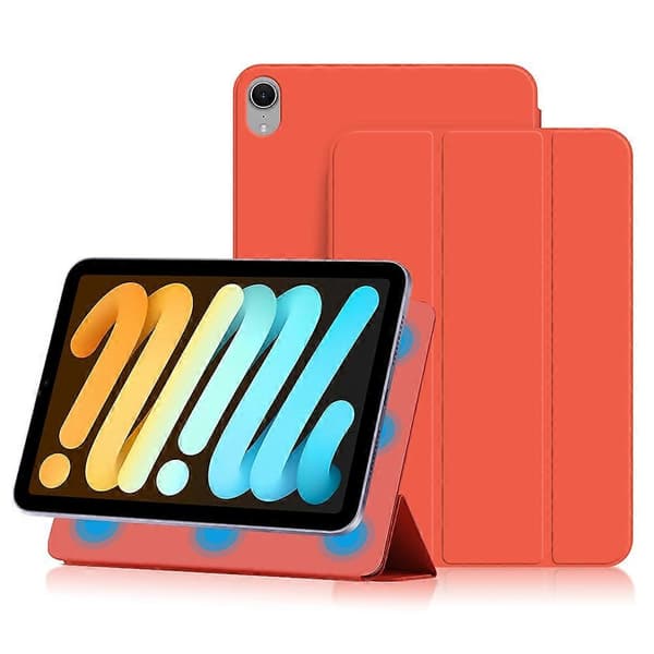 For iPad mini (2024) Deksel Magnetisk Feste PU Lær Tri-fold Stativ Støtsikkert Deksel - Rød