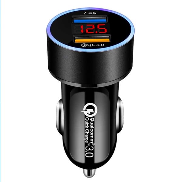 Billader Dobbel USB Superrask 22.5W 2.4A QC 3.0 Svart black