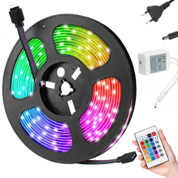 RGB LED-stripe med fjernkontroll 4,5m