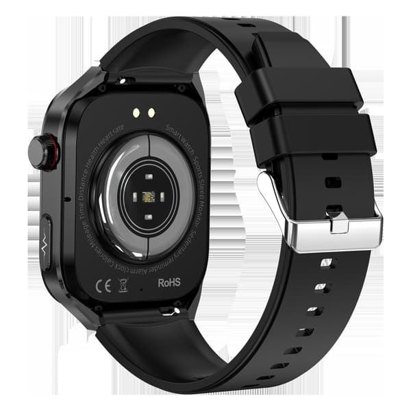 Smartwatch med EKG, puls, blodtryk, søvn, skridttæller Sort Black