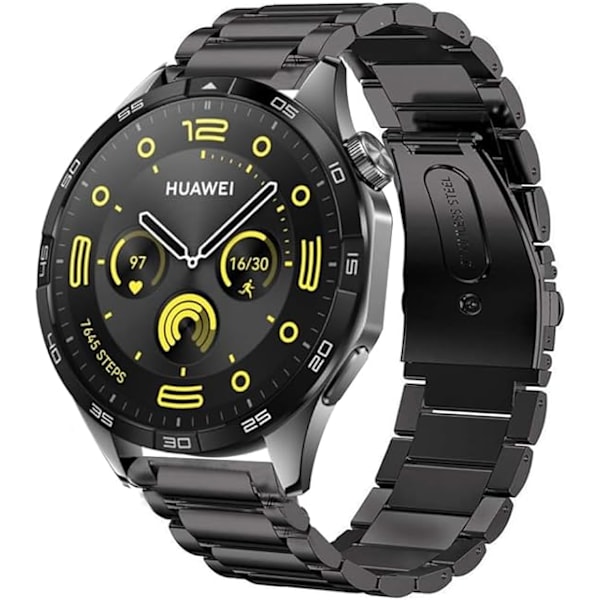 Kompatibelt armband för HUAWEI WATCH GT4 46mm, snabbfäste rostfritt stål metall ersättningsarmband svart (inga verktyg ingår)