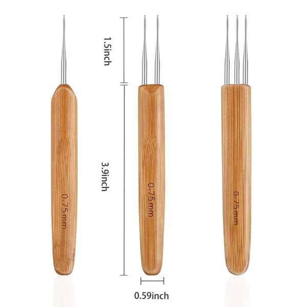 5-pack Dreadlock Virkningskrok-set, Flätat Hår Dreadlocks Nål Vävning Virkning för Flätat Hantverk (0,75 mm) 0.75mm