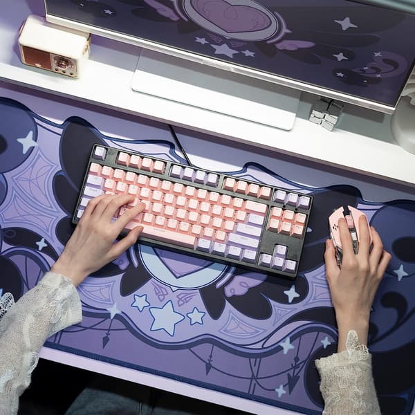 Stor Gaming Musemåtte Mørkelilla Skridsikker Gummibagside Musemåtte Stor Skrivebordsmåtte Stjernevinger Mørk Version