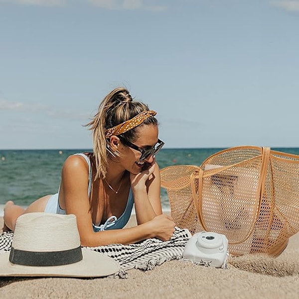 Strandväska i Mesh, Casual Tote Bag Kvinnor Vikbar MAX Axelväska För Strand Picknick Semester Khaki