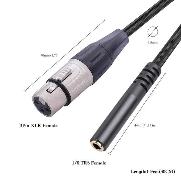 Audio Converter -sovitinkaapeli 3.5 3.5mm Naaras XLR 3Pin Naaras Mikrofoni Sovitinkaapeli Stereo Audio Kaapeli