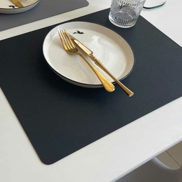 4-pack bordstabletter i konstläder rektangulära svarta 43x30cm svart black
