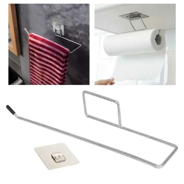 Selvklebende husholdningspapirholder for vegg i rustfritt stål silver